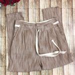 Free People Neutral Striped Caraway Light at Sunrise Cotton Crop Pants Sz 8 Photo 10