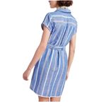 Pilcro and the Letterpress dress womens size 0 blue stripe linen cotton belted c Photo 1
