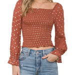 Raga  Elle Smocked Top‎ in Burnt Orange Sz XS NWT Anthropologie Boho Photo 0
