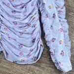 ZARA  Shirt Women M Lavender Floral Fairy Ruched   Sheer Glitter Full Zip Back Photo 3