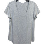 Lululemon  Womens Love V Neck T Shirt Short Sleeve Top Stretch Cotton Gray Sz 12 Photo 0