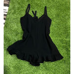 Cinq a Sept Audrey Romper Black Adjustable Flounce Hem Women's Sz. L $365 Size L Photo 3