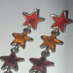 Colorful Enamel Star Drop Vintage Retro Earrings Red Photo 1