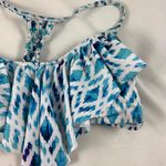 Rampage Medium Tribal Blue White Razorback Bikini Top Photo 2