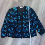 Laurence Kazar Vintage Black and Blue Sequin Beaded Blazer Jacket XL Photo 8