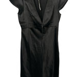 J.Crew  Short Sleeve Slip Dress Satin Size 6 - Black V Neck Short NWT Photo 0