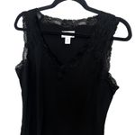 Ann Taylor  Loft Black Lace Trim V Neck Sleeveless Tank Top Medium Y2K Preppy Photo 4