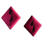 Women's Diamond Shaped Earrings Stud Jewelry Flat Back Hot Pink Accessory Photo 1