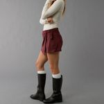 American Eagle  High Rise Faux Suede Burgundy Wrap Skort Photo 5