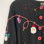 VTG Studio Joy Womens L Christmas Holiday Embroidered Sweater Santa Claus Winter Black Size L Photo 5