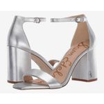 Sam Edelman Silver Leather Daniella Sandals Size 8 1/2 Cocktail Heeled Metallic Photo 11