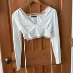 SheIn  XS Women's Teen Lace Trim Tie Back Crop Tee Extra Small Preowned Photo 3