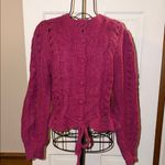 Love Shack Fancy Girard Cardigan Sweater in Winter Berry Size L Photo 1
