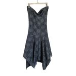 Alyn Paige  Gray & Silver Lace Y2K Strapless Handkerchief Hem Party Dress Sz S Photo 1