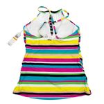 Anne cole  Center Tab High Neck Tankini Swim Top Size Small Striped NEW Photo 6