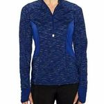Lucy Activewear Blue half zip long sleeve top with thumb holes and arm zip pocket Photo 0