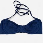 Shoshanna navy blue textured sweetheart cut halter bikini top A Cup new Photo 1