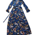 I Madeline Navy Floral Print Long Sleeve Maxi Dress Size Small Blue Photo 0