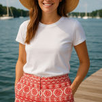 Ann Taylor LOFT Red Embroidered Pattern Shorts Size 2 Coastal Boho Photo 0