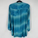 Cocomo Teal Blue Tie Dye Abstract Print Button Up Shirt Women's Size L Popoverr Size L Photo 1