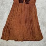 Embroidered Boho Dreas Burnout Velvet Velour Midi Dress in Orange Brown Size L Size L Photo 2