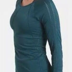 Athleta  Footless Seamless Long Sleeve Shirt in Lagoon Teal Small Photo 0