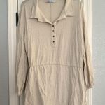 Free People Beach Matilda Mini Dress Small Natural Ivory Long Sleeve Linen NWT Photo 0