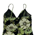 M Collection Green Floral Asymmetrical Cami Dress with Ruffle Hem Black Size M Photo 8