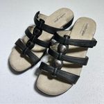Comfort Plus by Predictions 7W Black Faux Leather Slide Sandals Photo 0