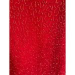 Laurence Kazar Vintage  Red Beaded Silk Short Sleeve Dress w/ Shoulder Pads Photo 3