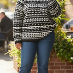 Lane Bryant  Plus Size 22/24 Black White Acrylic Pullover Sweater Turtleneck Knit Photo 0