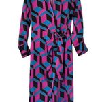 House of Harlow 1960 Printed Satin Wrap Dress Size Large Womens Blue Photo 0
