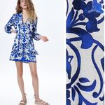 ZARA Floral Linen Blend Belted Mini Shirt Dress Sz L Photo 4