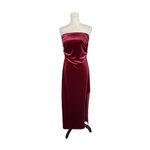 Wild Fable Ruched Velvet Strapless Midi Dress Deep Red Thigh Slit Size M NWT Photo 6