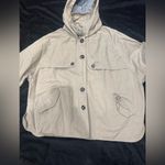 Women's Tan Hooded Raincoat Size M Photo 2