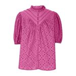 Pretty Garden pink cotton eyelet puff sleeve blouse large Photo 10