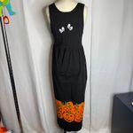 L.A. Artwear Handmade Halloween Maxi Dress Ghost Eyes Pumpkin Print Small/Medium Black Photo 2