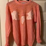 90s vintage Dana Scott coral lace beaded leaf motif sweater, size medium Photo 0