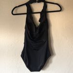 White House | Black Market NWT WHBM Ruffled Neckline Halter One Piece Swimsuit in Black Photo 5