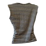 Malibu Black & Cream Striped Square Neck Sleeveless Knit Top Y2K Size XS Photo 1