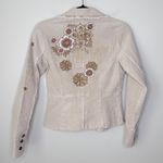 NEW NWT Aziz Small Embroidered Corduroy Bohemian Jacket Blazer Tan Floral Photo 1