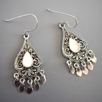 Sterling Silver Vintage  Mother of Pearl Chandalier Earrings Photo 0