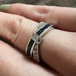 Sapphires & Cz Diamond silver ring sz 7 ⚡️ Blue Photo 5