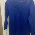 Rafaella FINAL MARKDOWN  Blue V-Neck Top with Studded Detail large Photo 0