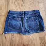 Hollister Denim Mini Skirt Womens Size 14 Blue Raw Hem Five Pocket Casual Chic Photo 3
