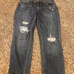 Old Navy  Women Boyfriend Straight Jeans Distressed Ripped Frayed Hem Dark Wash Photo 0