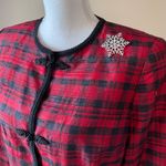 Maggy London MAGGIE LONDON | Buffalo Plaid Holiday Silk Blazer Sz 12P Photo 1