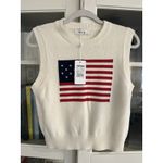Sadie & Sage American Flag 90's Sweater Vest Tank Top | Ivory NWT NEW SIZE SMALL Photo 1