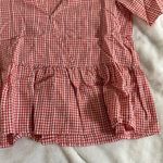 Madewell Red Gingham Crossover Peplum Top Photo 2