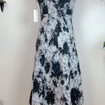 Moon River Corset Style Denim Midi Dress in Black & White Photo 5